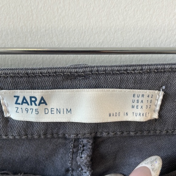 Zara gray light wash stretchy crystal studded ankle legging denim pants size 10 - Picture 14 of 14